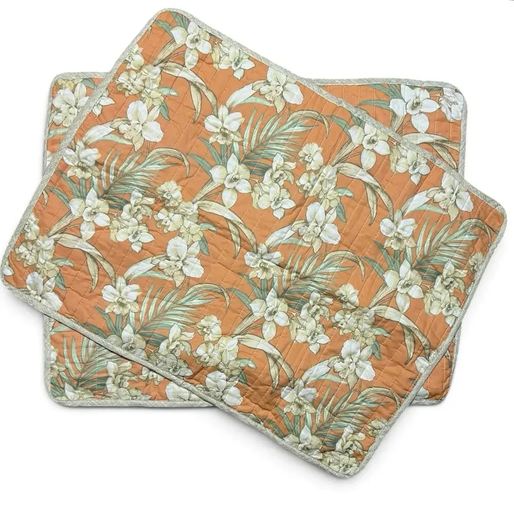 Tommy Bahama Tropical Iris Pair Standard Quilted Pillow Shams Floral Island